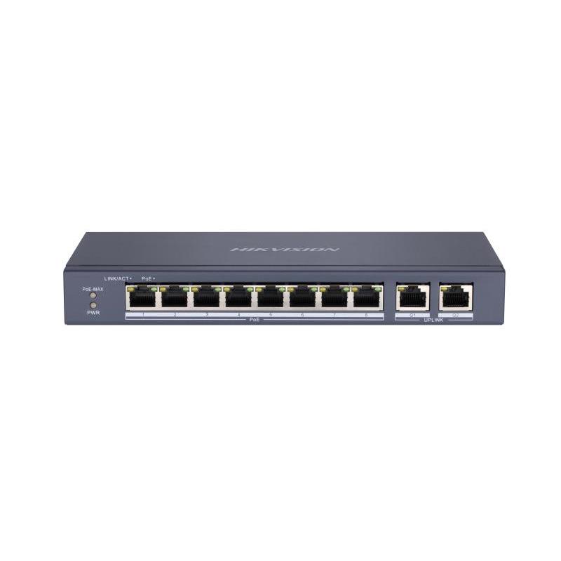 HIKVISION DS-3E0310P-E/M 8 PORT 10/100 + 2 PORT GIGABIT UPLINK 60W POE METAL KASA SWITCH