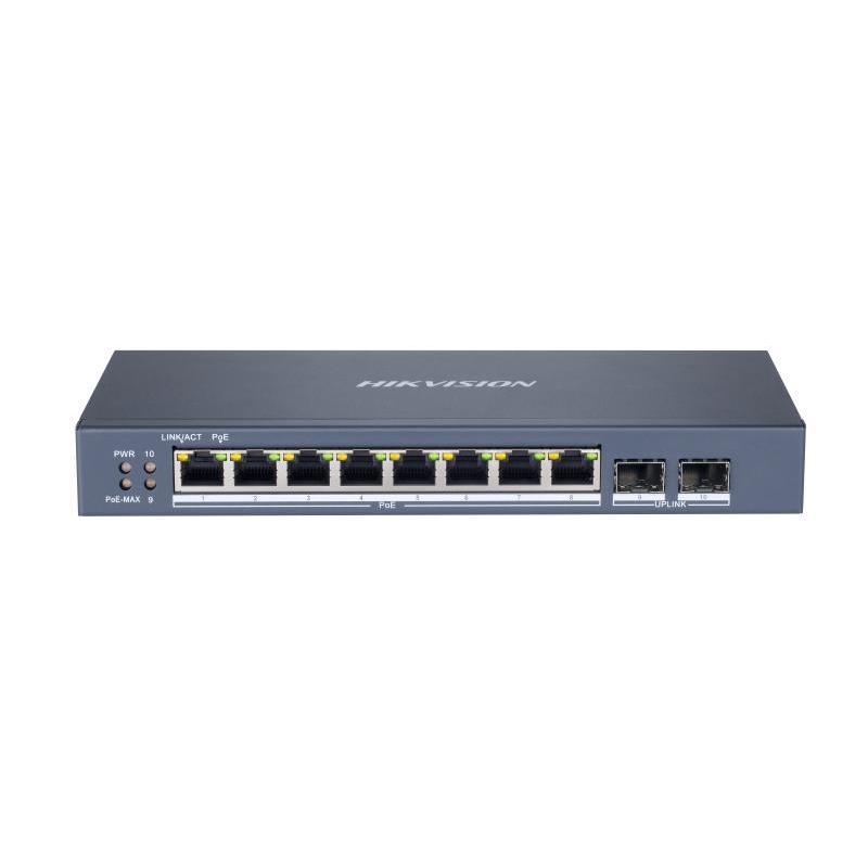 HIKVISION DS-3E1510P-SI 8 PORT GIGABIT+2 PORT GIGABIT SFP UPLINK 110W 300 METRE POE SMART YÖNETİLEBİLİR RACKMOUNT SWITCH