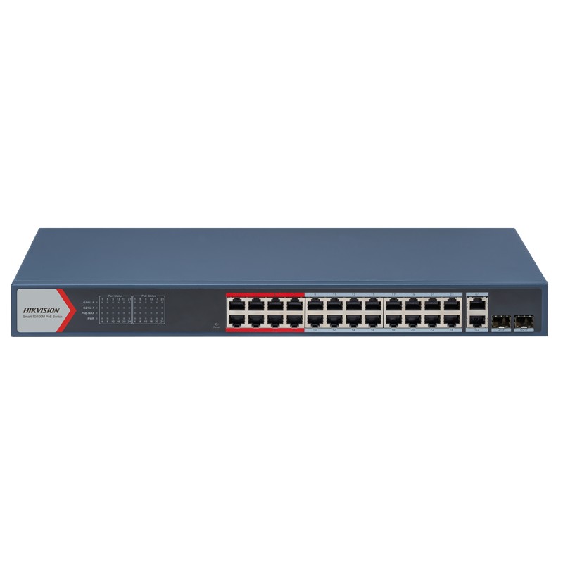 HIKVISION DS-3E1326P-EI 24 PORT 10/100 + 2X1GB RJ45/SFP UPLINK COMBO 370W 300 METRE POE YÖNETİLEBİLİR RACKMOUNT SWITCH